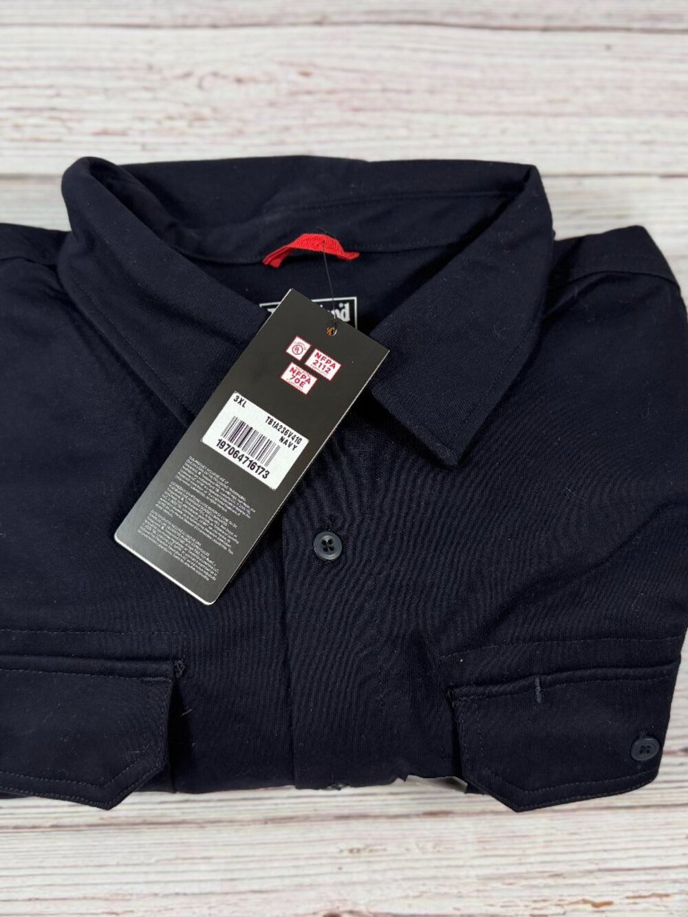 Timberland PRO FR Men’s Navy Long Sleeve Button Front Work Shirt NWT - Picture 4 of 6